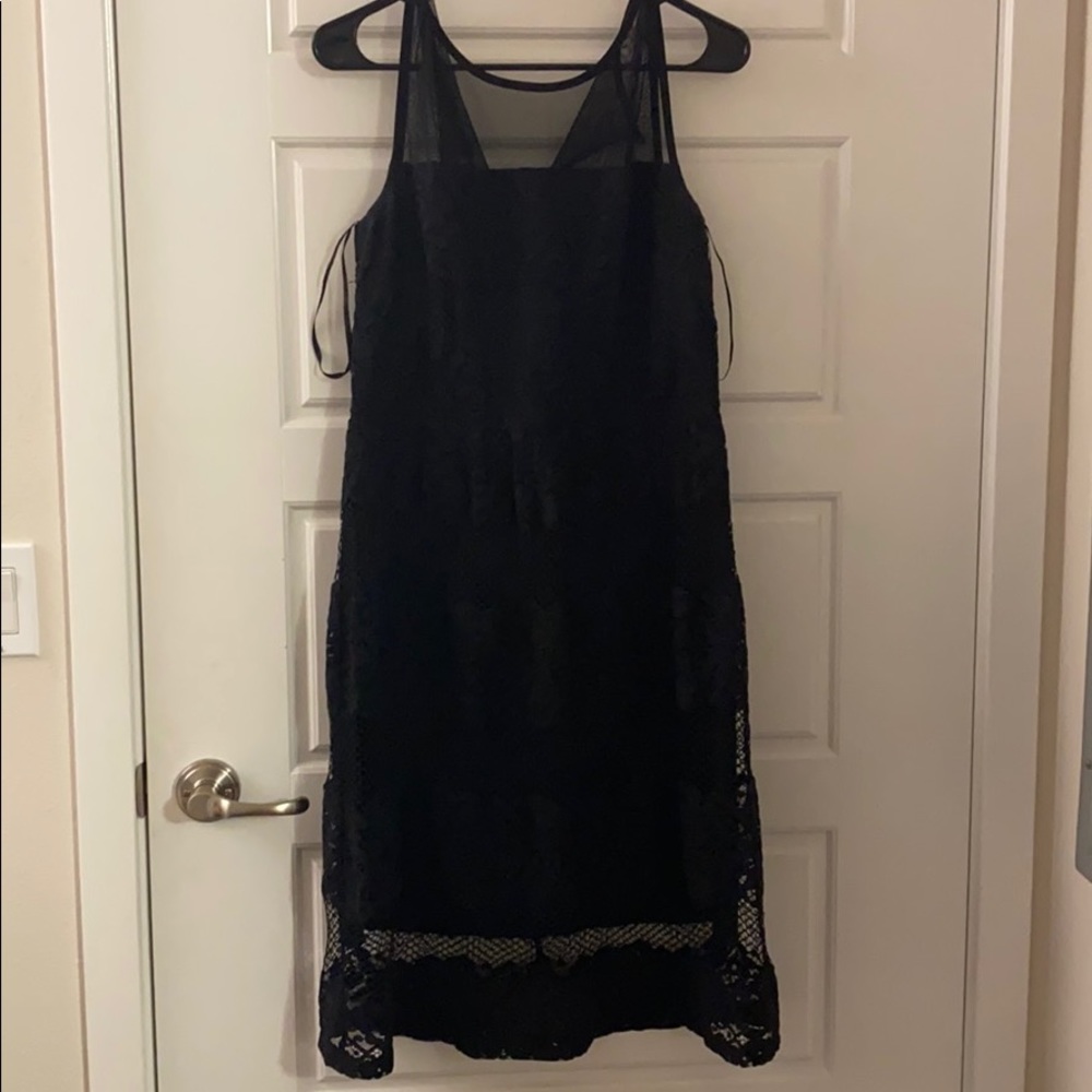 Black lace dress with mesh top